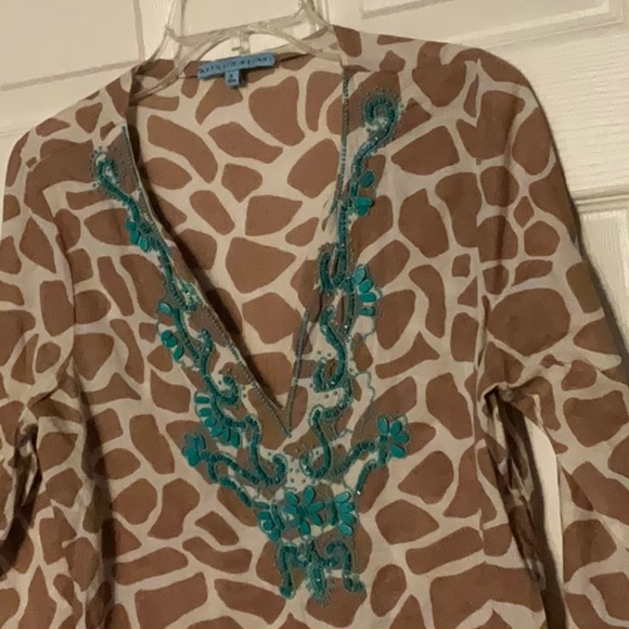 ANTONIO MELANI Brown and Teal Patterned Tunic - Picture 7 of 7